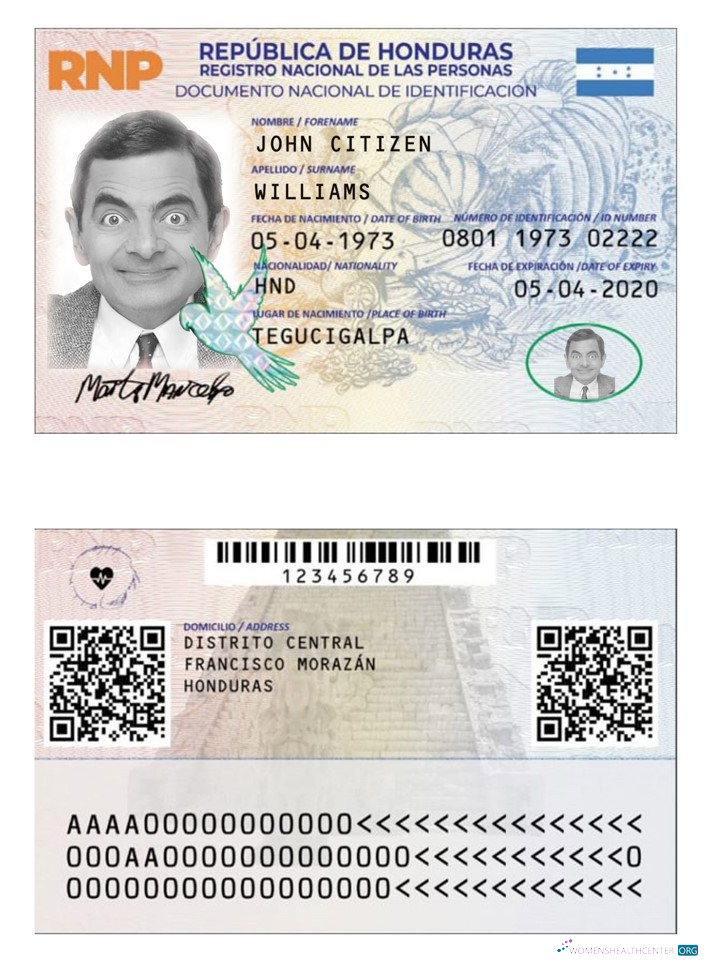 Download Honduras identity card, version 2 Photoshop template